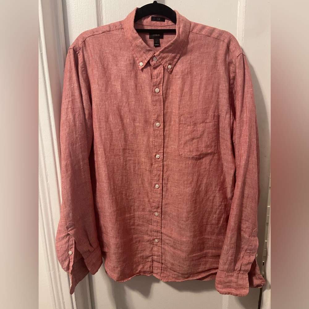 J.Crew linen button down shirt size large.